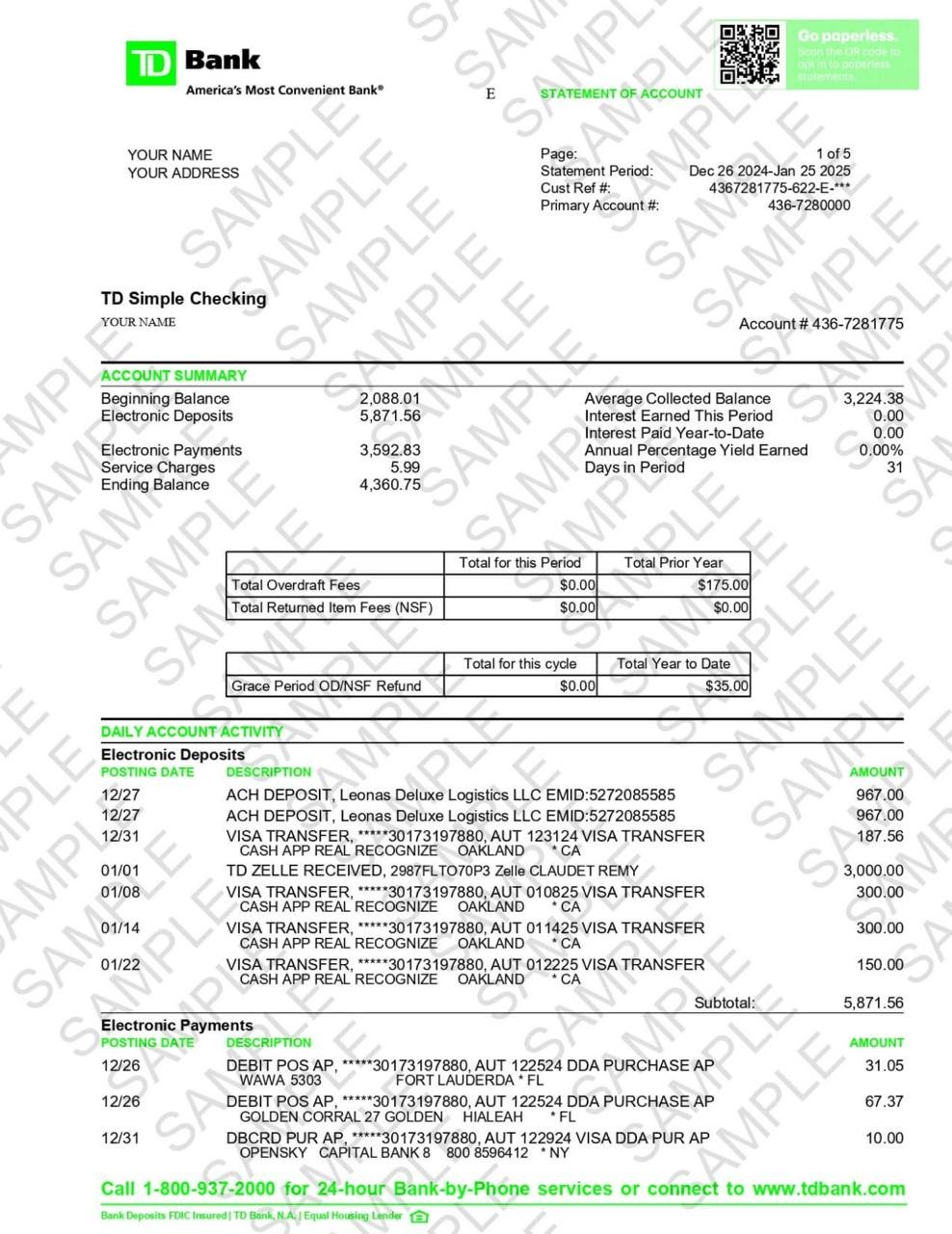 bank statement templates